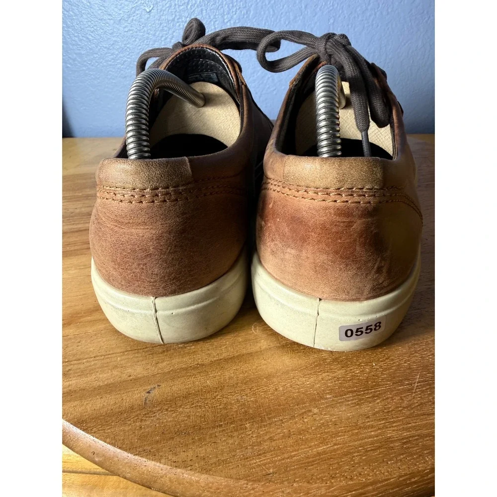 ECCO Soft 7 Sneakers Mens 43 Brown Good Leather Low Top Lace Up Shoes
